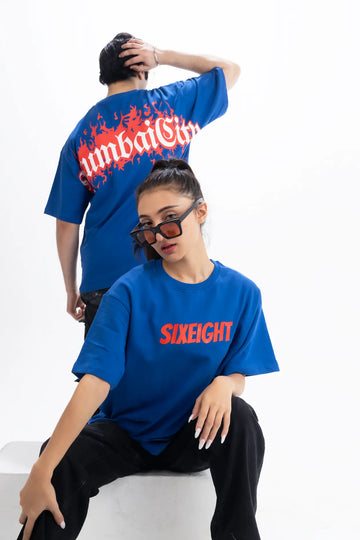 Not New York, Mumbai City Oversized Royal Blue Unisex T-Shirt