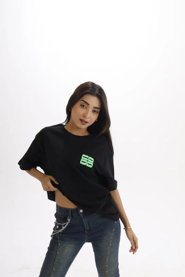 Stone Cold Oversized Black French Terry Cotton Tee