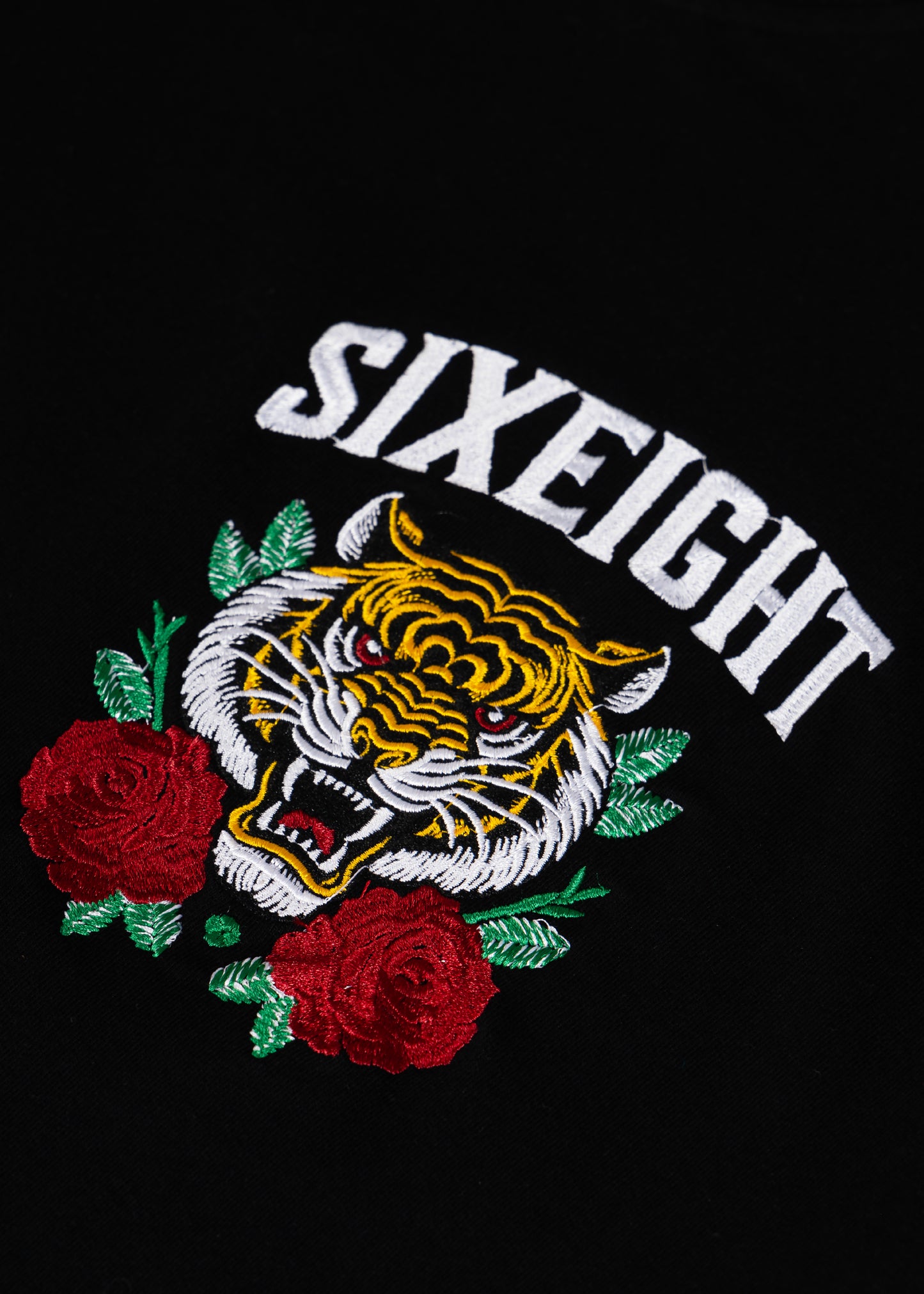 Roze Claw Black French Terry Cotton Embroidered Tee