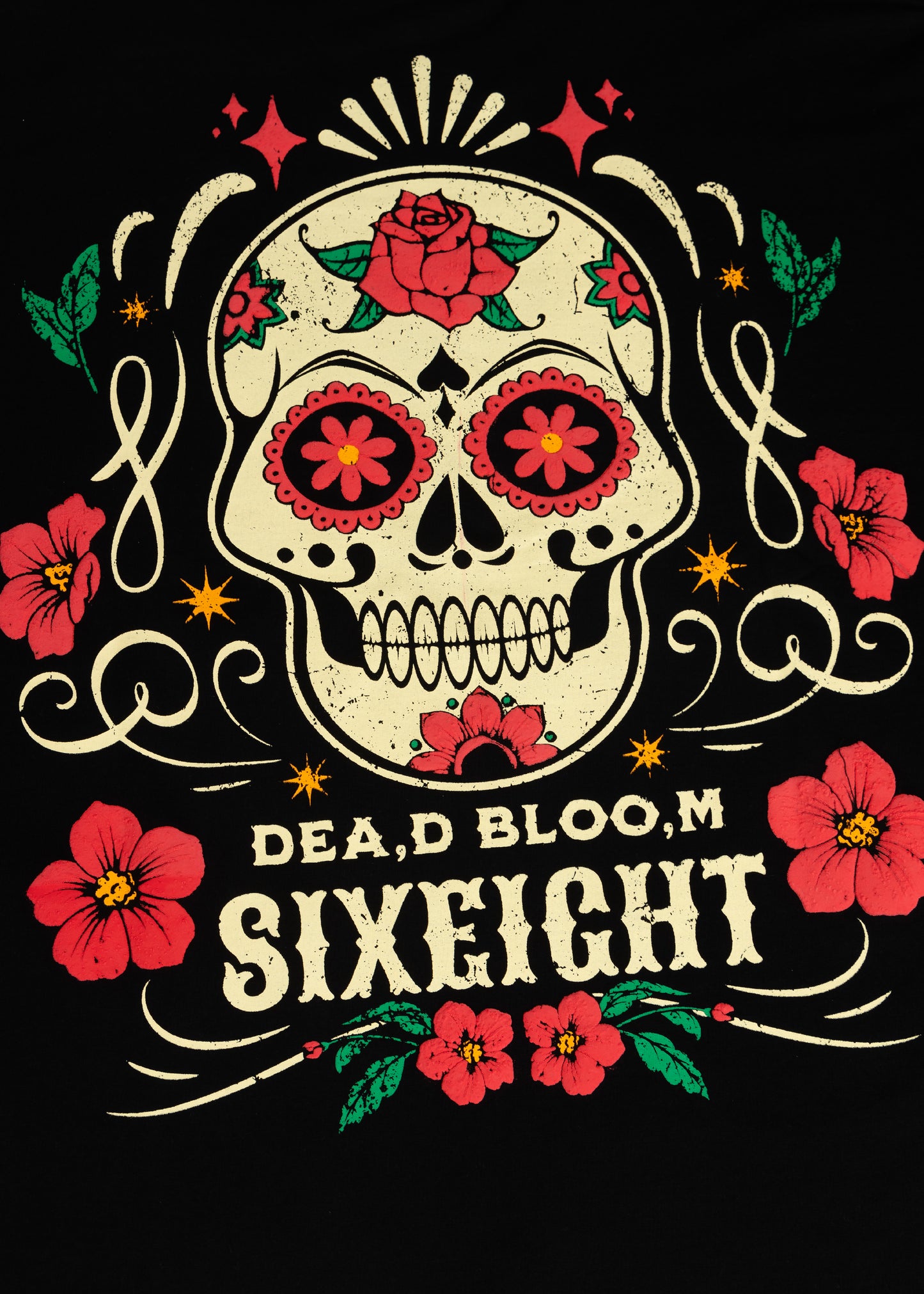 Dead Bloom French Terry Cotton T-Shirt Black