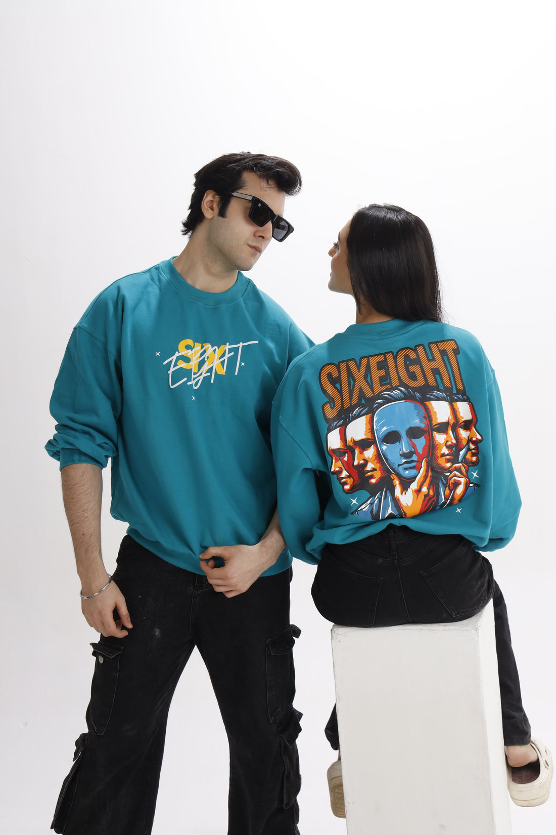 Unveiled - Oversized Teal Blue Unisex Sweatshirt