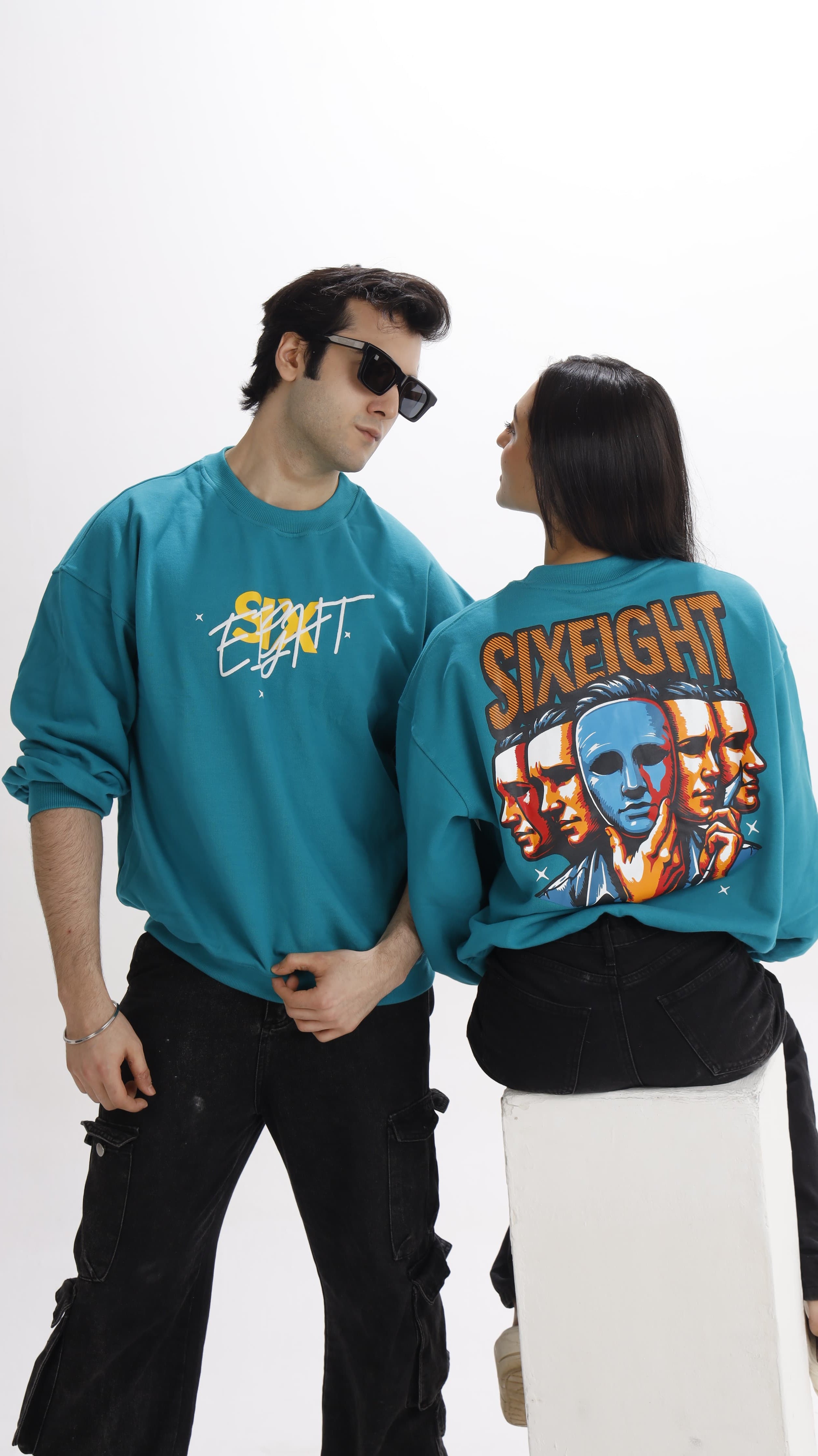 Unveiled - Oversized Teal Blue Unisex Sweatshirt