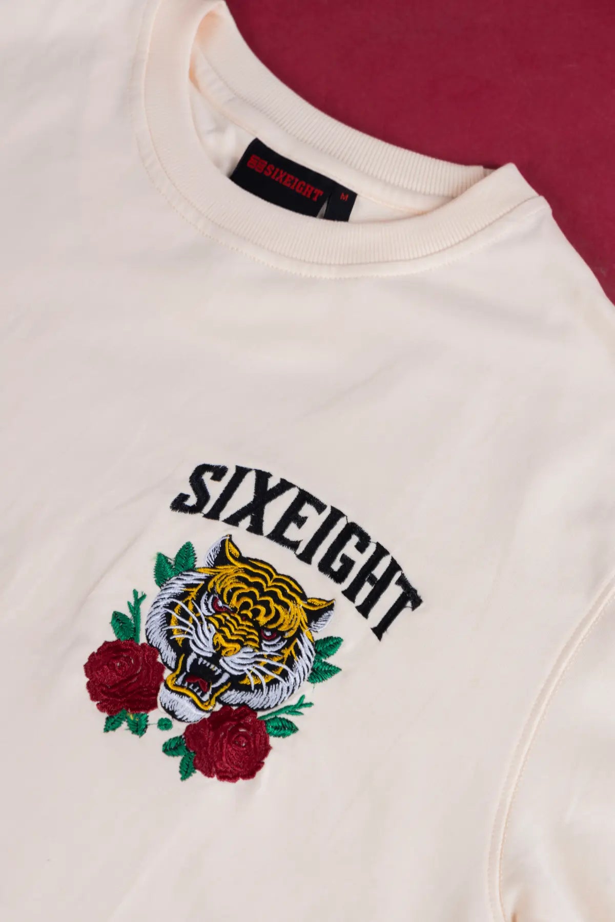 Roze Claw - Oversized Cream Unisex Embroidered T-Shirt