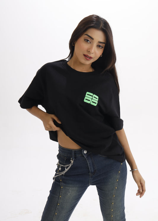 Stone Cold Oversized Black French Terry Cotton Tee