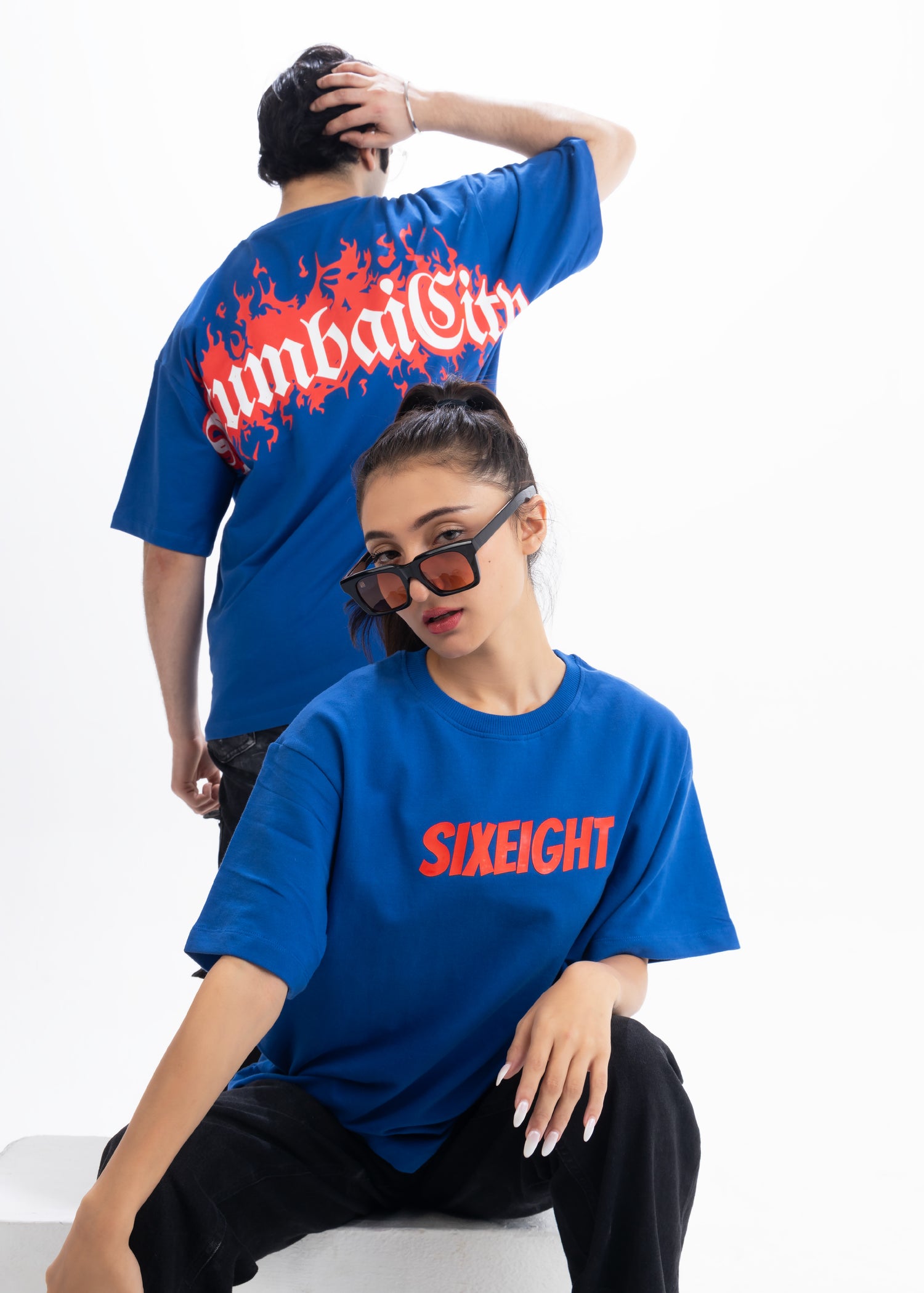 Not New York, Mumbai City Oversized Royal Blue Unisex T-Shirt