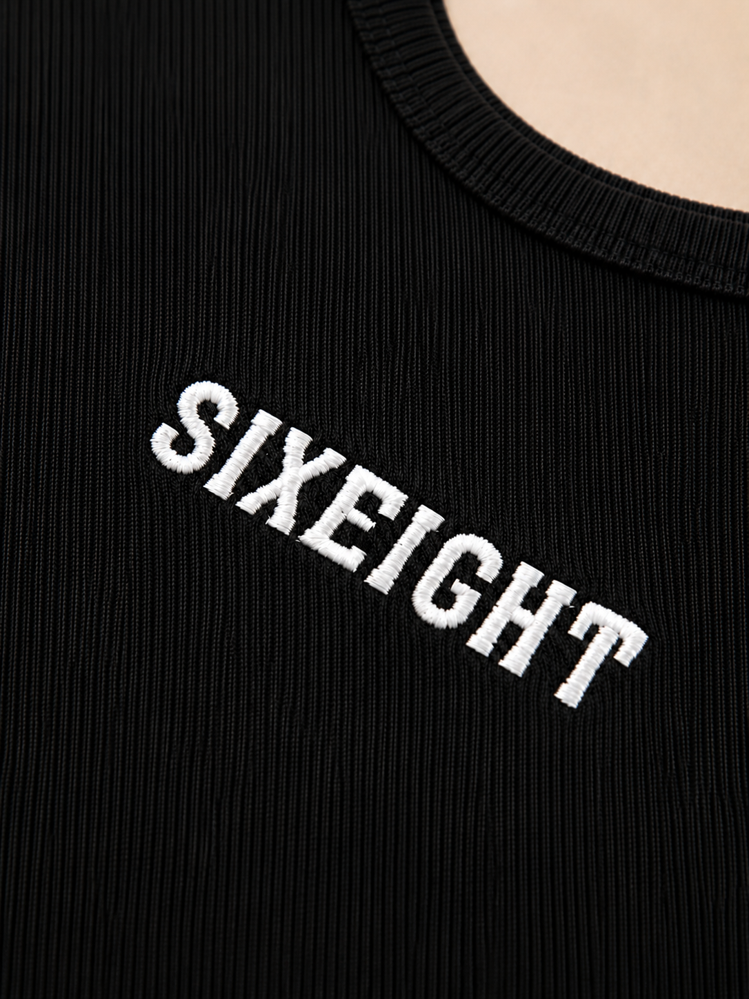 Pure Black Crop Ribbed Tank Top
