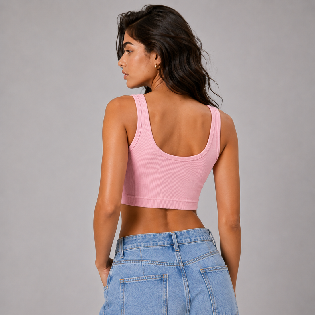 Blush Pink Crop Ribbed Tank Top