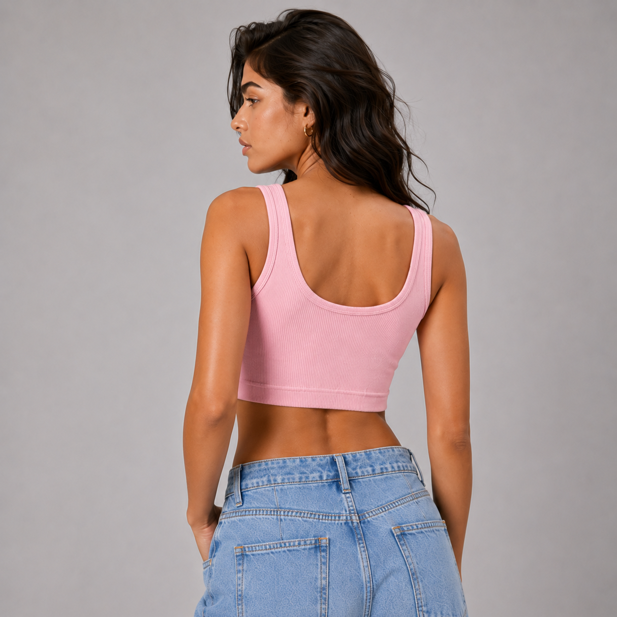 Blush Pink Crop Ribbed Tank Top