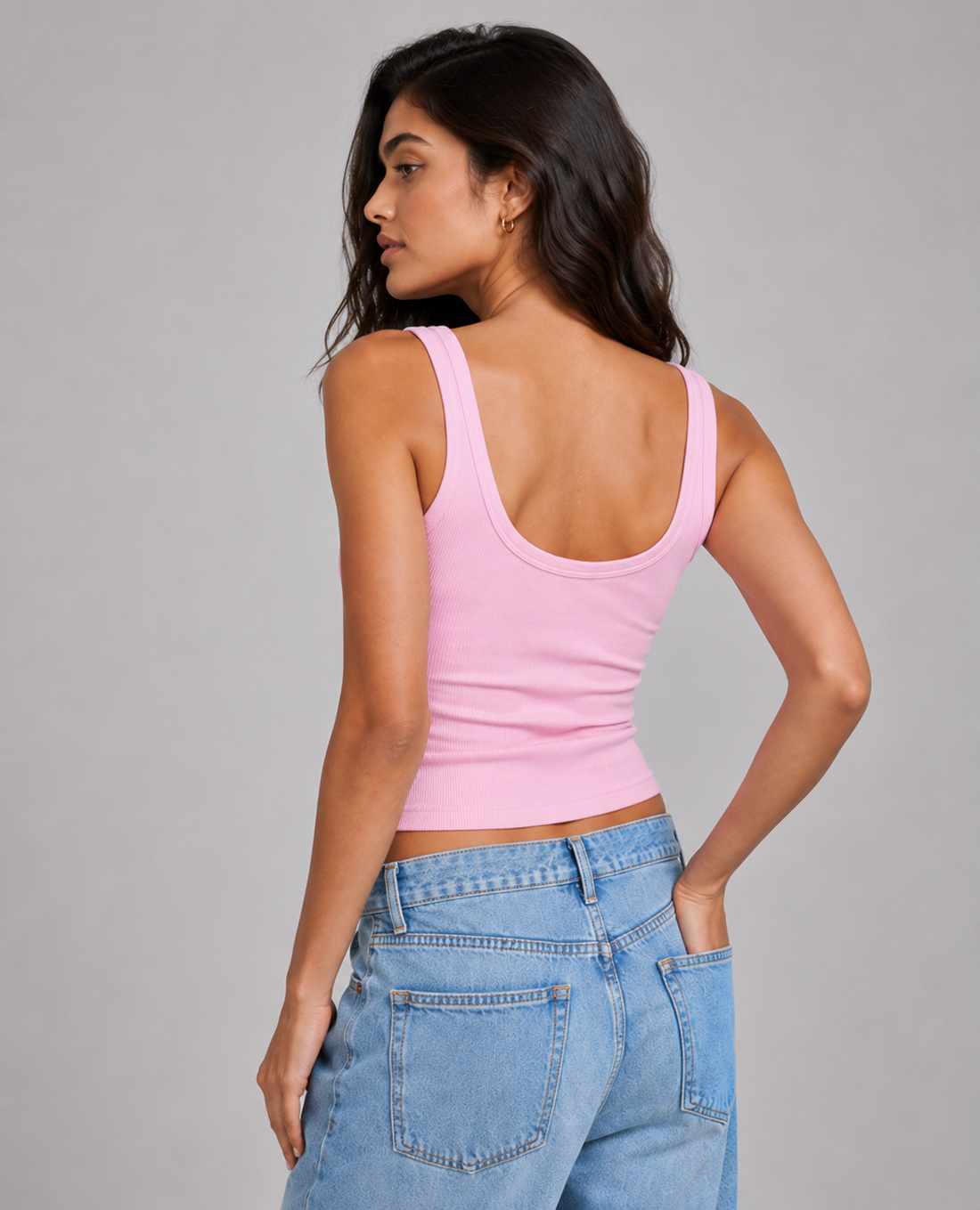 Blush Pink Fitted Ribbed Tank Top