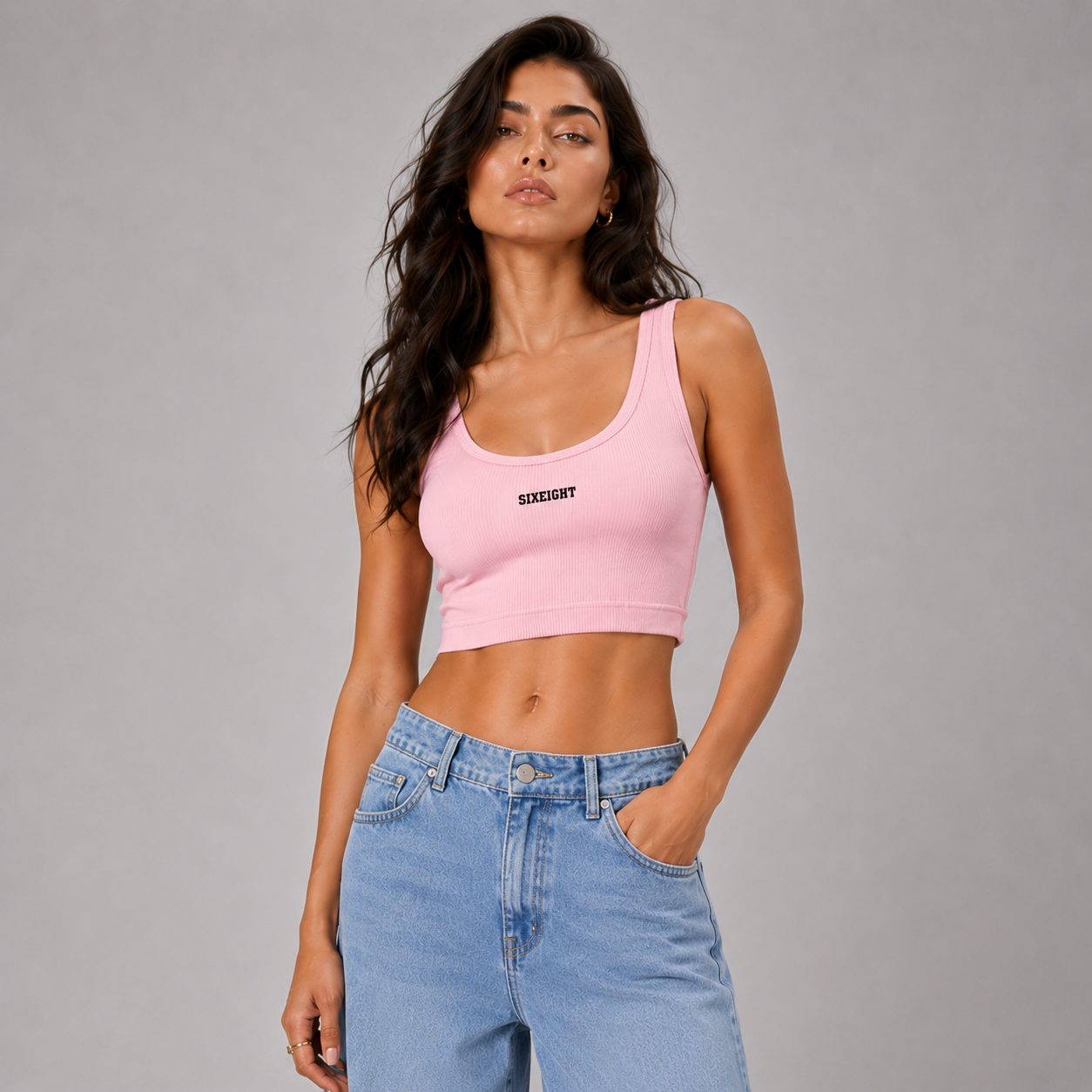 Blush Pink Crop Ribbed Tank Top