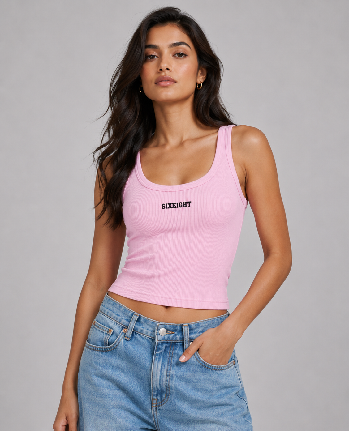 Blush Pink Fitted Ribbed Tank Top