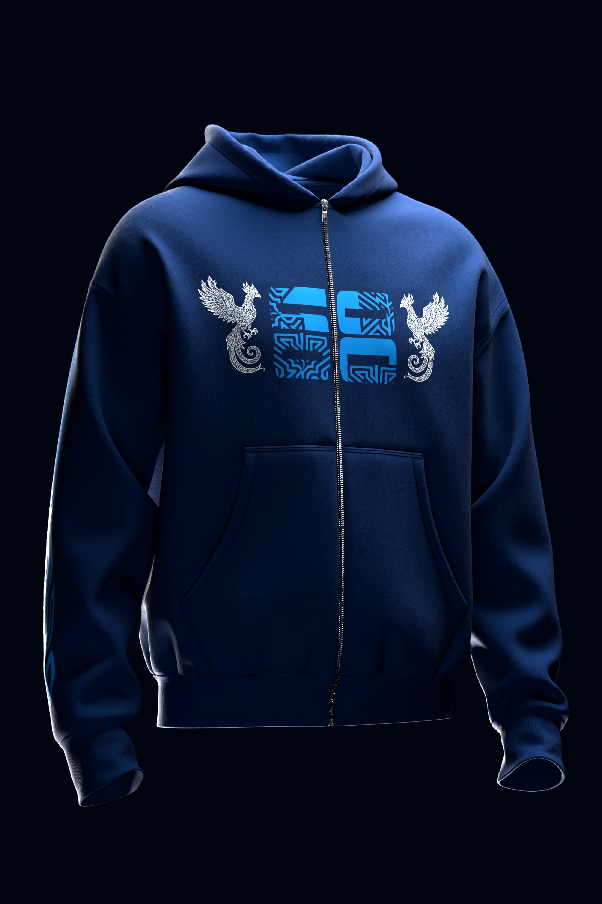 Celestial Phoenix – Midnight Navy Zip Hoodie