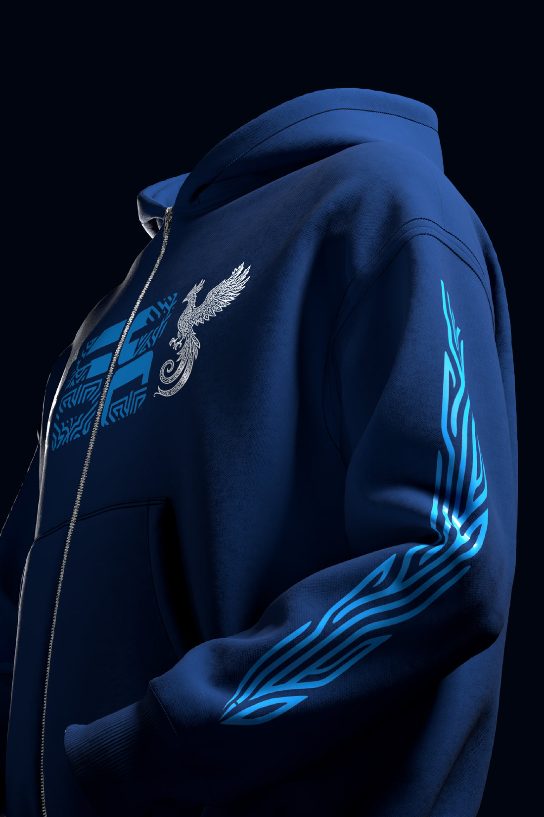 Celestial Phoenix – Midnight Navy Zip Hoodie