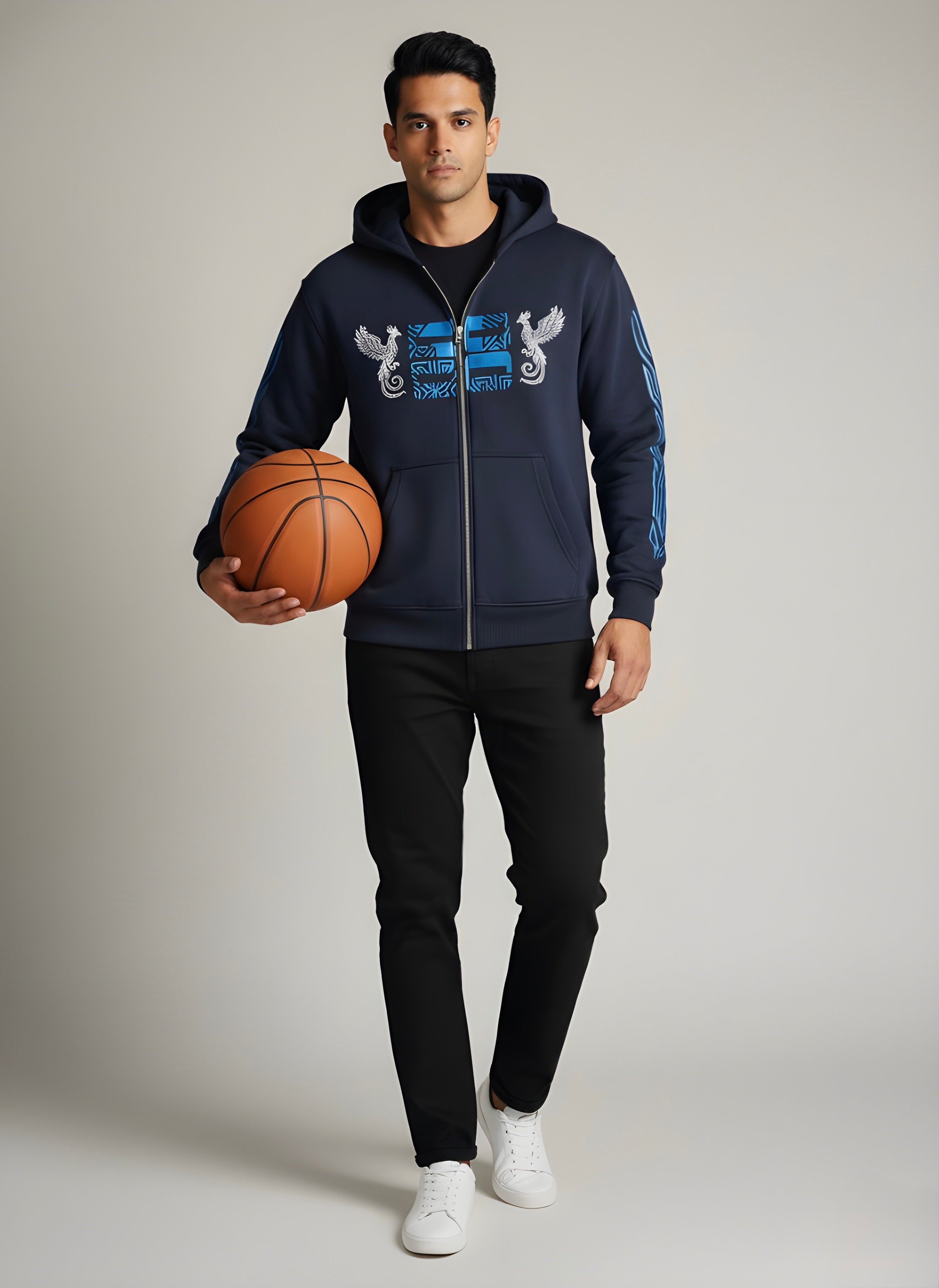 Celestial Phoenix – Midnight Navy Zip Hoodie
