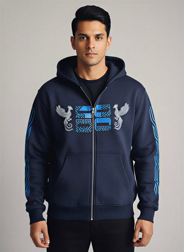 Celestial Phoenix – Midnight Navy Zip Hoodie
